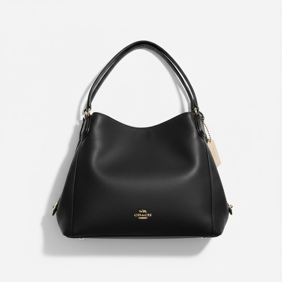 Coach  Edie Shoulder Bag 31 in Refined Pebbled Leather- Black - Picture 4 of 10